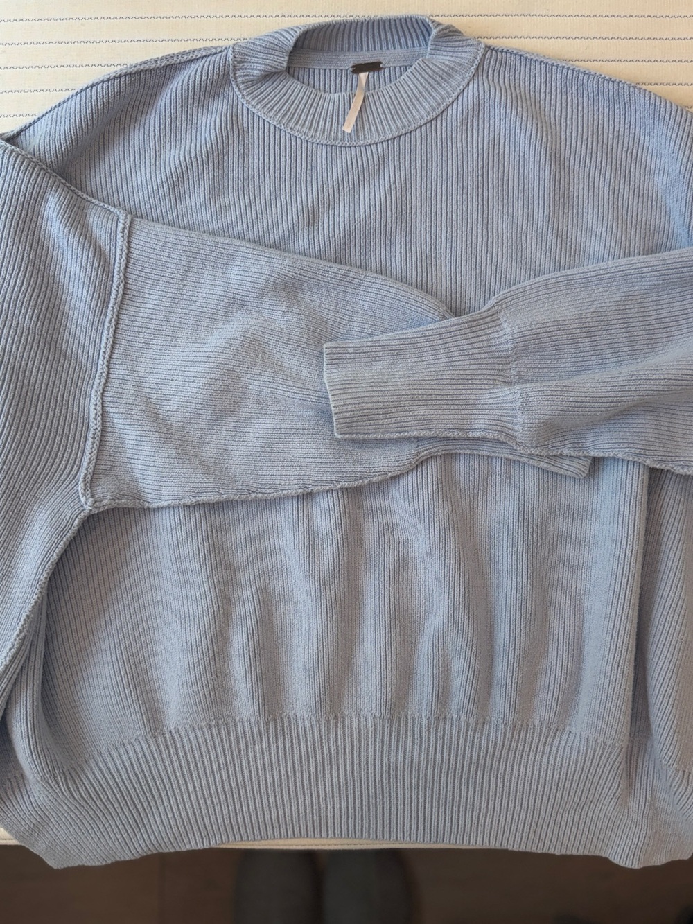 Free People Light Blue Women’s Ribbed Crewneck Sweater